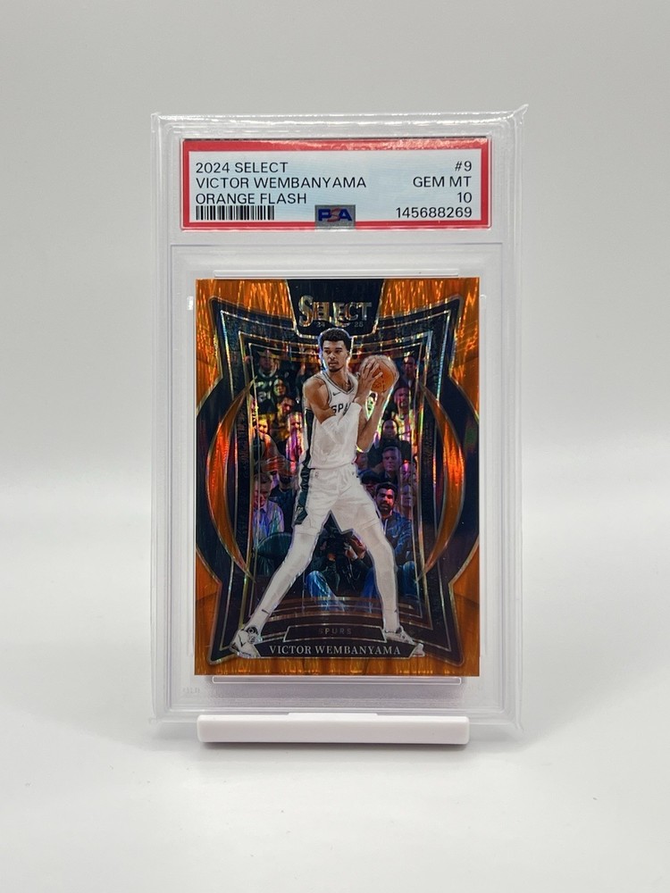 💎 2024 Panini Select – Concourse #9 Victor Wembanyama Orange Flash Prizm PSA 10