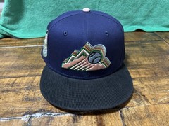 Colorado Rockies 10 Years Light Navy Black Corduroy New Era Fitted 7 5/8 PeachUV