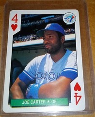 1991 U.S. Playing Card Co. 4 of Hearts Joe Carter Toronto Blue Jays