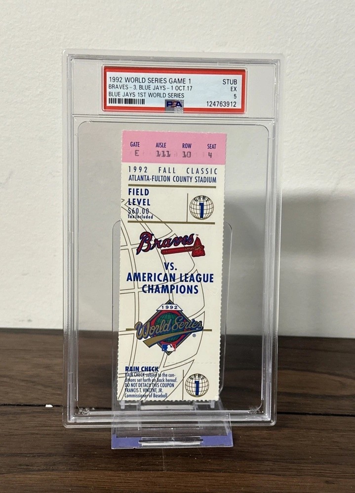 1992 World Series Game 1 Blue Jays Braves MLB Ticket Stub PSA 5 Toronto 1st WS