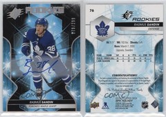 2019-20 SPx Rookies 179/299 Tier 1 Rasmus Sandin #76 Rookie Auto RC 0lb7