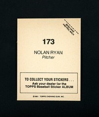 Nolan Ryan 1981 Topps Sticker (HOF) Houston Astros #173 MINT