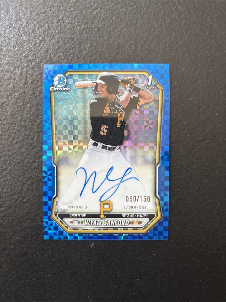 2026 Bowman – Wyatt Sanford Blue XFractor Auto /150 Pirates #CPA-WS