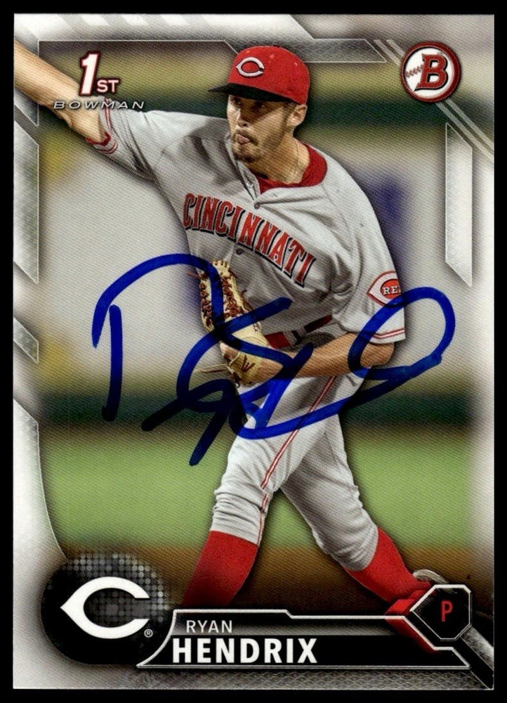 Ryan Hendrix 2016 Bowman Draft #BD56 Cincinnati Reds Autographed Signed Card