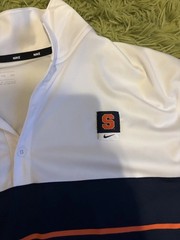 Nike Syracuse Orange Men&rsquo;s Polo Shirt 2XL White with Navy and Orange Stripes