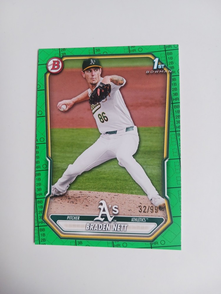 2026 Bowman – Braden Nett #BP-137 Green Pattern Scorecard Border /99
