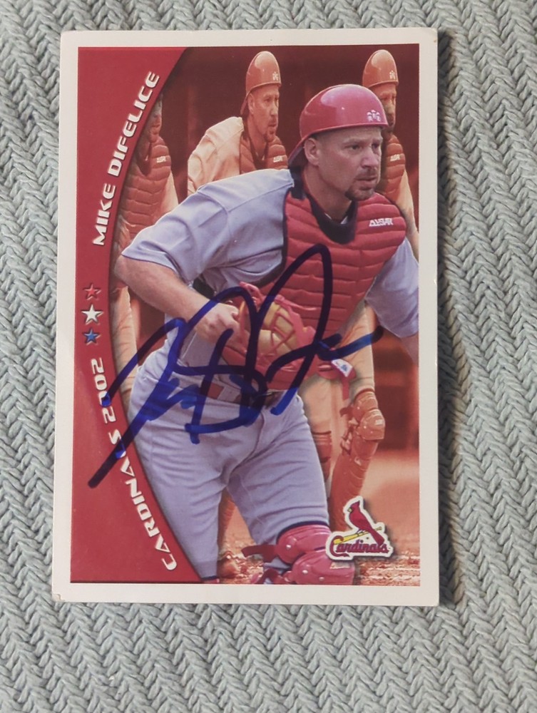 Mike DiFelice SIGNED 2002 St. Louis Cardinals Police Safety Card AUTOGRAPH