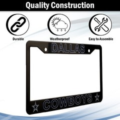 Dallas Cowboys License Plate Frame Cover – Black – EliteAuto3K
