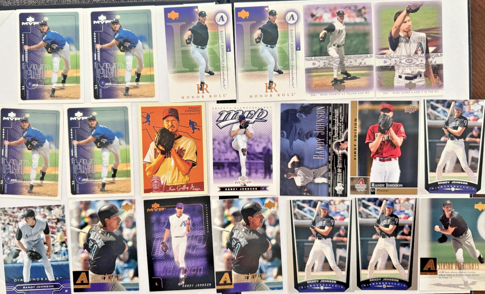 RANDY JOHNSON « Man Cave » Lot of 20 MLB HOF Cards Arizona Diamondbacks 2982