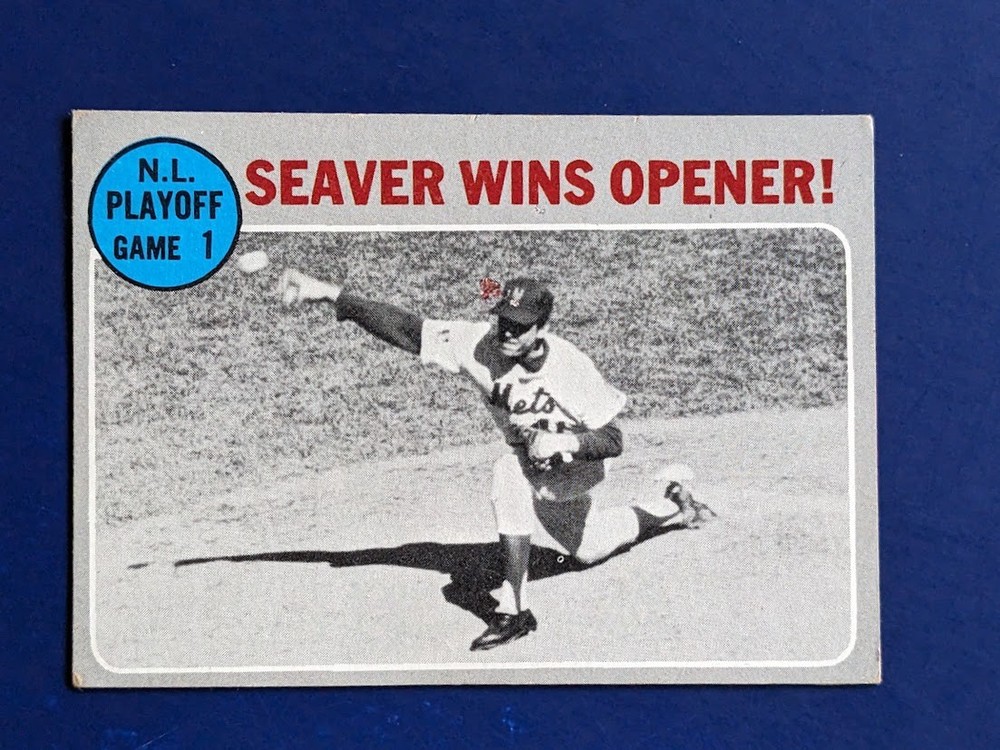 1970 Topps – NL Playoffs Game 1 #195 – Tom Seaver HOF New York Mets VGEX/EX
