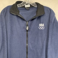 Vintage Olympics Fleece Men’s Size Large Embroidered Front Logo Blue Full Zip