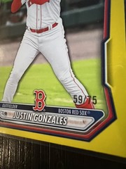 Justin Gonzales Bowman 1st Bowman True Yellow /75 Boston Red Sox SP
