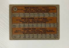 1972 Red Sox Rookie Stars Carlton Fisk, Cecil Cooper, Mike Garman (RC)