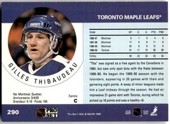 1990-91 Pro Set #290 Gilles Thibaudeau Toronto Maple Leafs Rookie NHL Hockey