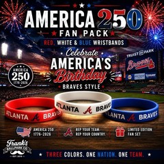 Atlanta Braves America Fan Pack Red White Blue Wristbands Bracelet Fan Gear NIB