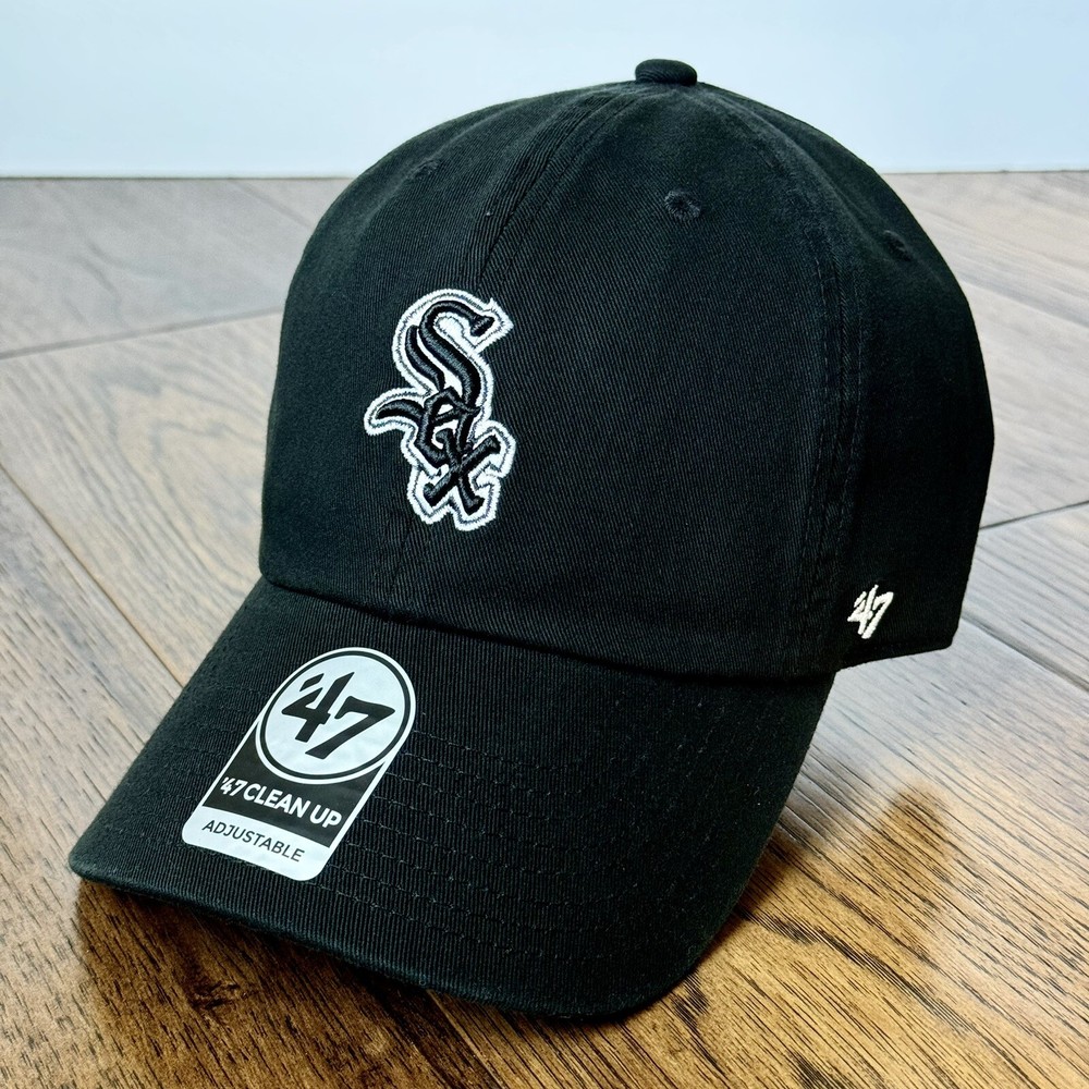 Chicago White Sox ‘47 Brand Clean Up Hat Adjustable Strapback Dad Cap Black MLB