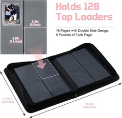 Toploader Binder Holds 128 Top Loaders, 4 Pocket Ringless Card Holder for 3&Prime; …