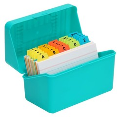 3×5 Index Card Holder Organizer Teal Index Cards and Dividers Included