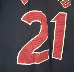 Nike Navy and Red Sixers Embiid Jersey Graphic Tee XL