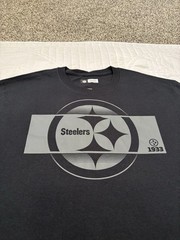 Pittsburgh Steelers Gray Blackout Team Lockup Logo Short Sleeve Shirt NWT Large