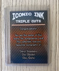 Iconic Ink Triple Cuts Darryl Strawberry Doc Gooden Gary Carter Autographed Card