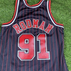 Dennis Rodman Chicago Bulls Jersey Mitchell Ness Mens Medium #91 Black