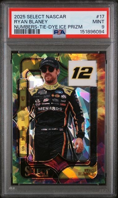 2025 SELECT NASCAR RYAN BLANEY NUMBERS – TIE – DYE ICE PRIZM PSA 9