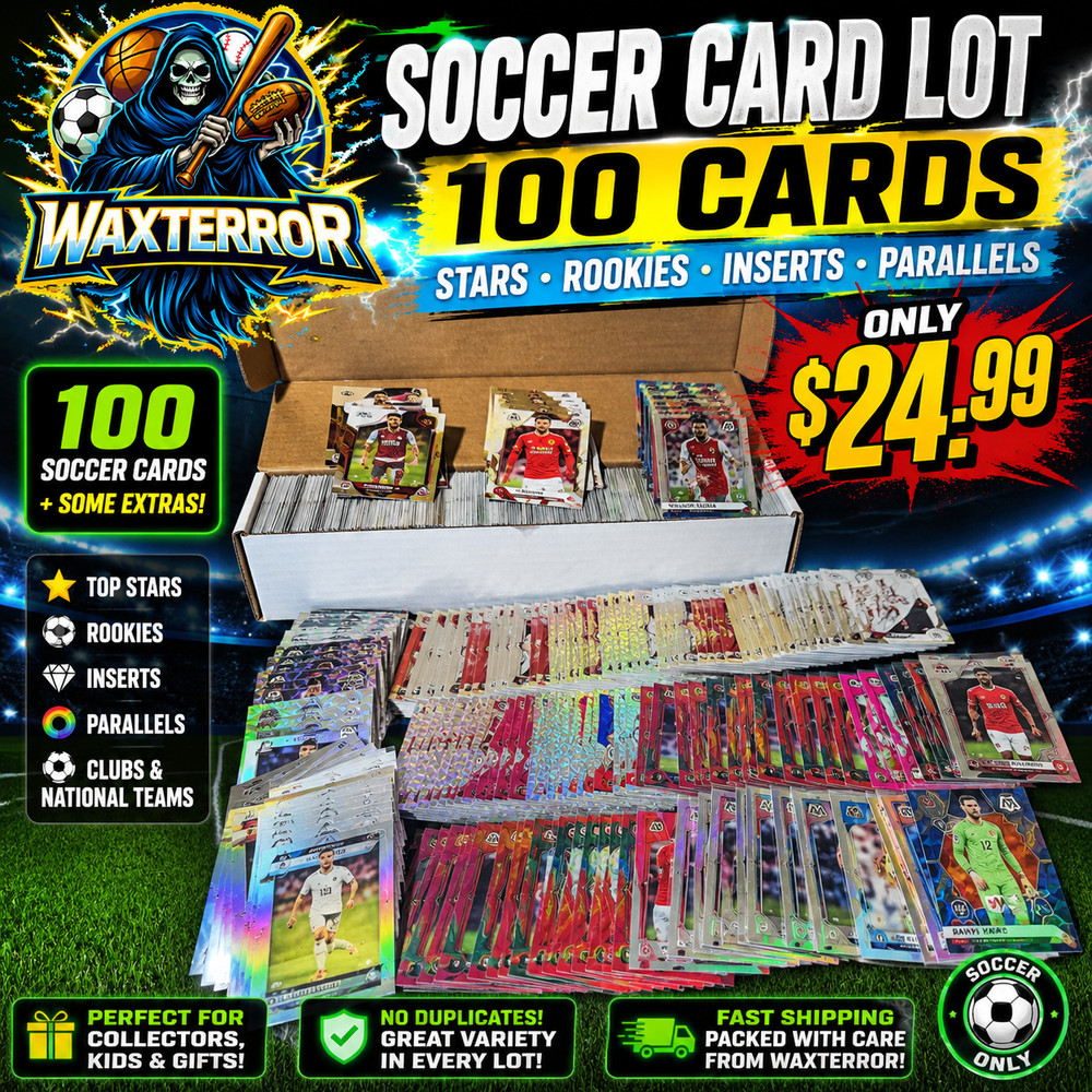 100 Soccer Cards Collection Lot Stars Rookies Inserts World Cup Gift Box
