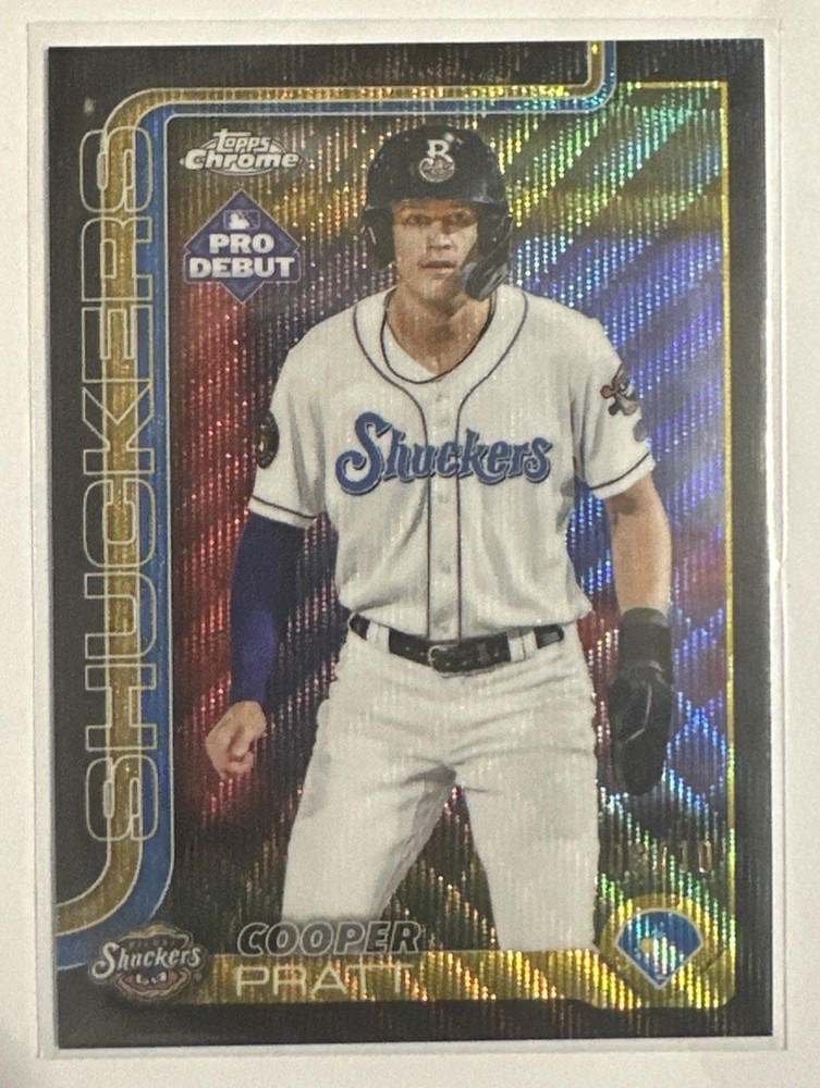 🔥2025 Topps Pro Debut Chrome Cooper Pratt Black Wave Refractor #d /10 Brewers🔥