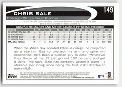 2012 Topps Gold Sparkle Chris Sale #149 Chicago White Sox