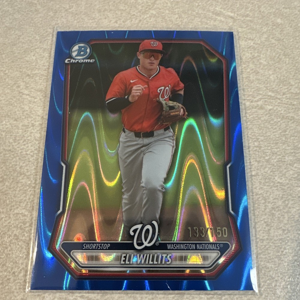 Topps Bowman Chrome 2025 Eli Willits Blue Raywave /150 Nationals #BCP-95
