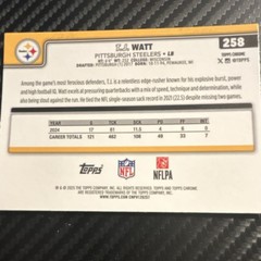 Topps Chrome 2025 T.J. Watt #258 Pittsburgh Steelers NFL prism refractor