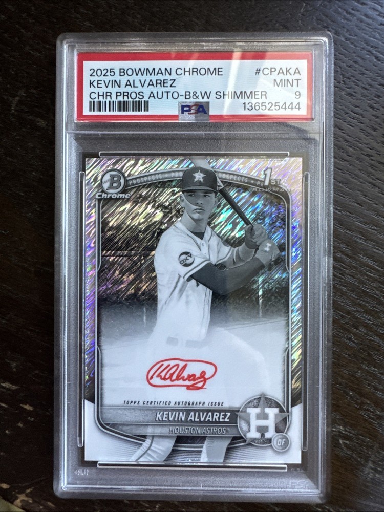 2025 Bowman Chrome Kevin Alvarez Red Ink Black And White Shimmer Auto PSA 9