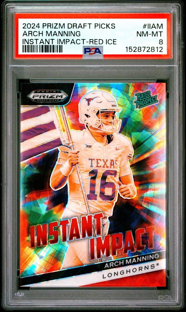 2024 Prizm Draft Picks Instant Impact Arch Manning Red Ice #IIAM PSA 8 NM-MT