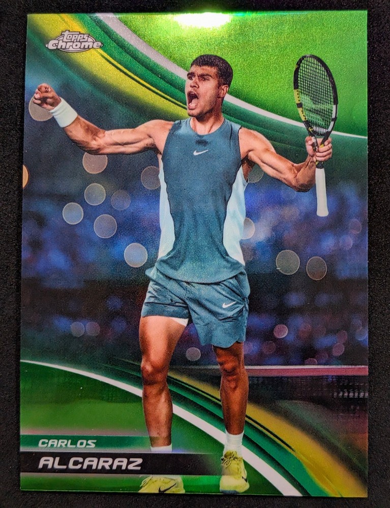 2025 TOPPS CHROME TENNIS #1 CARLOS ALCARAZ SP GREEN REFRACTOR
