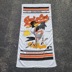 Vintage 1989 Baltimore Orioles MLB Beach Towel Cartoon By Jack Davis 60×30 EUC