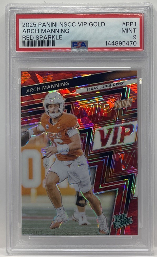 2025 PANINI NSCC VIP GOLD RED SPARKLE #RP1 ARCH MANNING #/99 PSA 9 SP ROOKIE RC