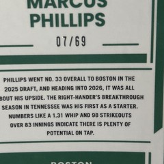 Panini 2025 Donruss Optic Rated Prospects Marcus Phillips RC Electricity /69