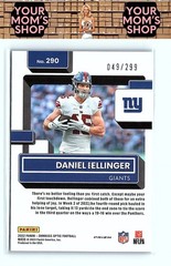 2022 Donruss Optic #290 Daniel Bellinger Aqua #/299 SN,RC
