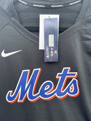 NWT NY Mets MLB Nike Black Authentic Collection Performance Pregame Shirt SS Lg