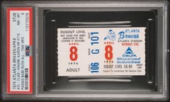 HANK AARON HR #715 TICKET STUB 1974🎟HISTORIC PASS BABE RUTH ALL-TIME 4/8🔥PSA 8