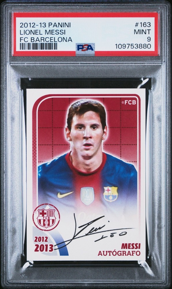 2012 PANINI FC BARCELONA #163 LIONEL MESSI Autografo PSA 9 Mint Auto