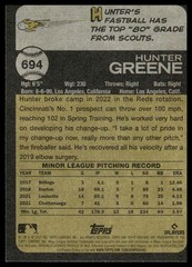 Hunter Greene Rookie RC 2022 Topps Heritage #694 Cincinnati Reds