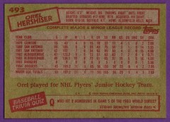 Orel Hershiser Los Angeles Dodgers 1985 Topps Baseball ROOKIE CARD RC #493 EX
