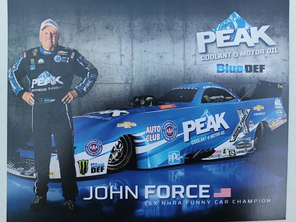 PEAK John Force NHRA Racing Poster Coolant & Motor Oil – Blue Black White