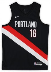 Yang Hansen Trail Blazers Signed Nike Black Icon Swingman Jersey w/#16 Pick Insc